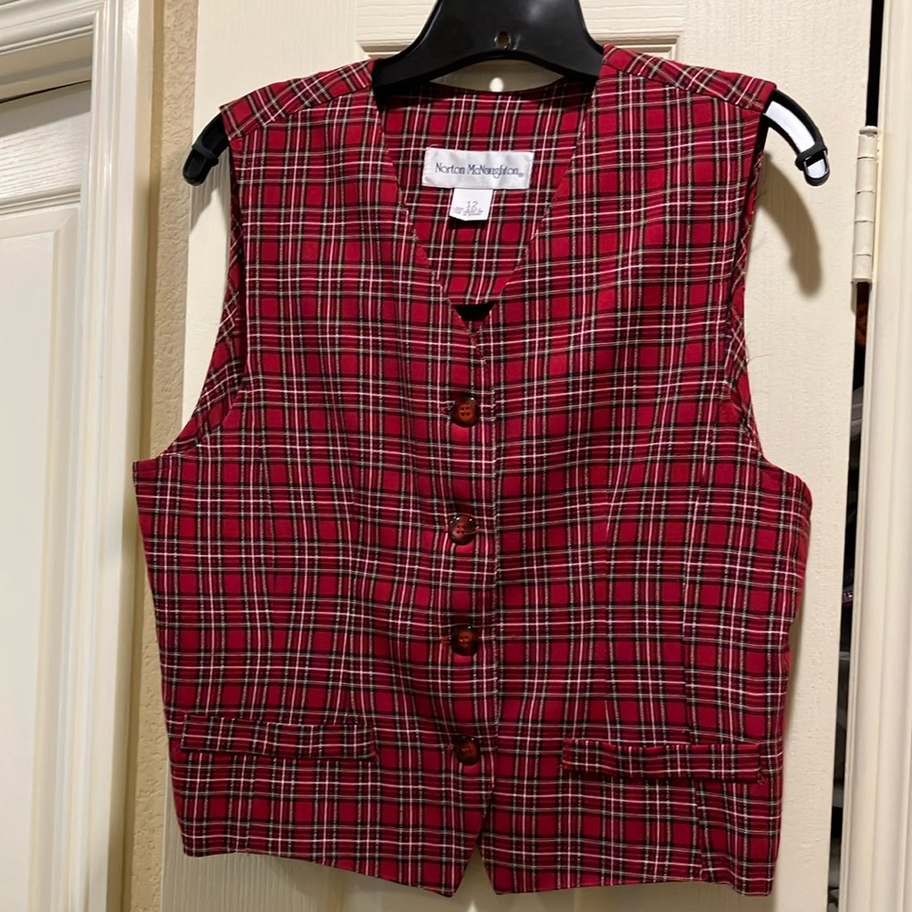 Norton McNaughton Red Plaid Vest